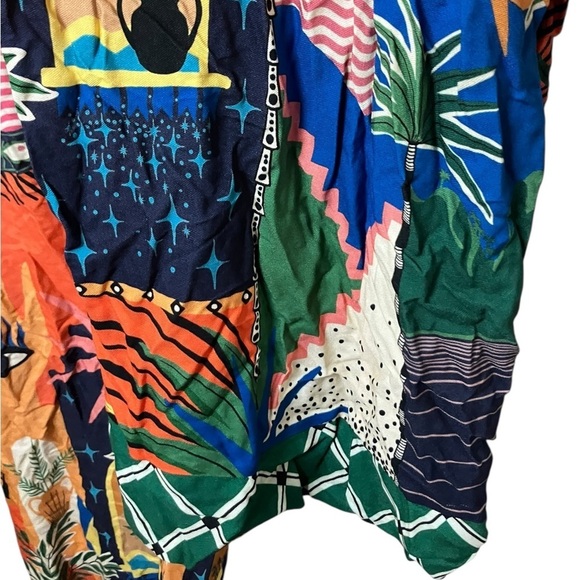 Farm Rio Bohemian Halter Jumpsuit L Wide Leg Southwestern Print Anthropologie - Picture 3 of 11